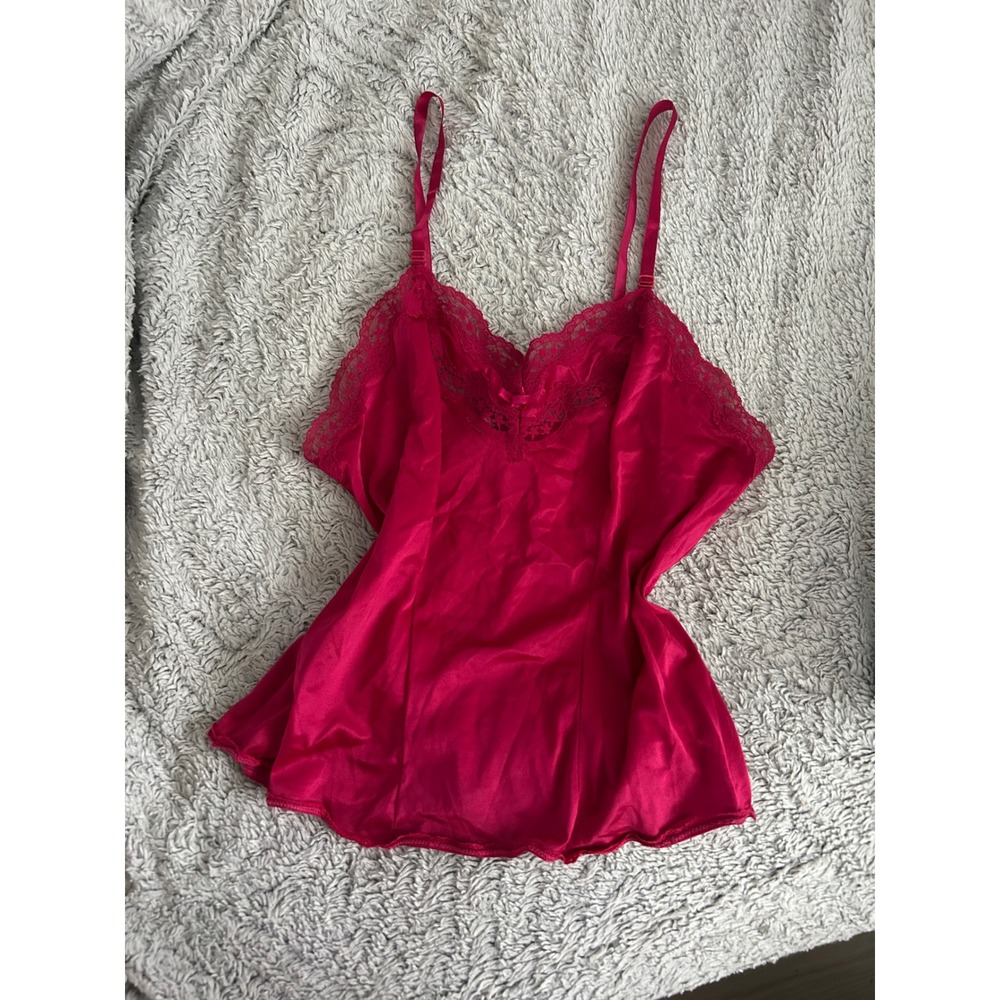 Secret‎ Accents Red Lace Trim Satin Cami Tank Top Layer S Coquette Fairy - Picture 12 of 12